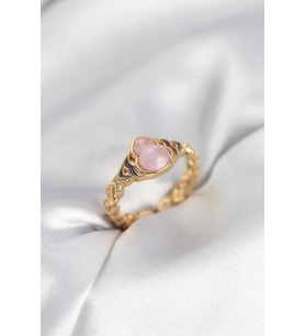 Gold Renk Pembe Damla Model Kadın Yüzük 5886