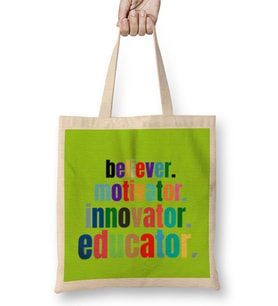 Teacher Gift-Learning Inspire-Science Student School -Inspirational KIDS WOMEN Men Bez Çanta Uzun Saplı