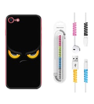 Apple iPhone 5 6 7 8 Plus Se XR Kılıf Kablo Koruma Spiral Silikon Black Eyes 1644