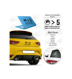 Dünya 5'Ten Büyüktür Tükçe Ingilizce Yazılı Siyah Oto Sticker 30*7,5 Cm
