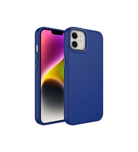 Apple iPhone 12 Uyumlu Kılıf Metal Çerçeve ve Buton Tasarımlı Silikon Zore Luna Kapak (Lacivert)