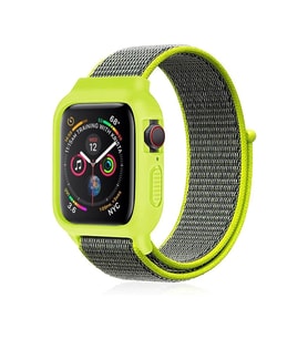 Mey İthalat® Watch 38Mm Hasırlı Cırtcırtlı Kasalı Kordon - Yeşil