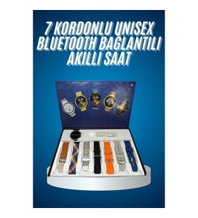 Mey İthalat® Unısex Yuvarlak Ekranlı 7 Kordonlu Akıllı Saat GPS Destekli Çoklu Kordon Seçeneği
