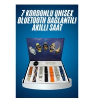 Mey İthalat® Unısex Yuvarlak Ekranlı 7 Kordonlu Akıllı Saat GPS Destekli Çoklu Kordon Seçeneği