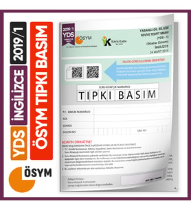 YDS 2019/1 ÖSYM Tıpkı Basım Çıkmış Soru Türkiye Geneli  Deneme Kitapçığı
