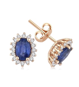 14 Ayar Altın 1.13 Karat Safir 0.23 Karat Pırlanta Küpe