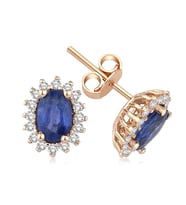 14 Ayar Altın 1.13 Karat Safir 0.23 Karat Pırlanta Küpe