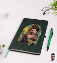 BK Gift Kişiye Özel Viking Karikatürlü Yeşil Termo Deri Defter Kalem Seti Model 1
