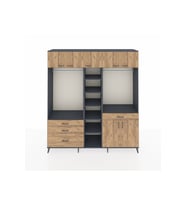 Hyperion Gardrop 11 Raflı 4 Çekmeceli 2 Askılı 220x44x243 Antrasit-Çam/Çam