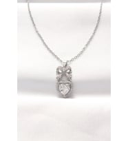 316L Çelik Silver Renk Zirkon Taşlı Kalpli Fiyonk Kolye TJ-BKO8519