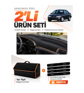 e-biz FORD MONDEO ÇUKURLU (1993-1996) Uyumlu Torpido + Tay Tüyü Çanta - Siyah-Kahverengi - FO020