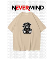Erkek Oversize Siyah Tişört – Hip Hop Ayı Baskılı, Sokak Modası Stil (Bej)
