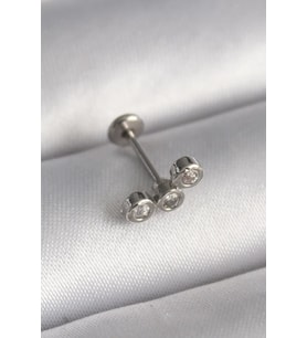 316L Çelik Gümüş Renk Zirkon Taşlı Tragus Piercing - TJ-PR1349