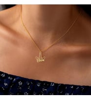 Kişiye Özel 925 Ayar Gümüş Unicorn Detaylı İsim Kolye (Gold)
