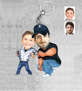 Kişiye Özel Baba Oğul Ahşap Anahtarlık-2