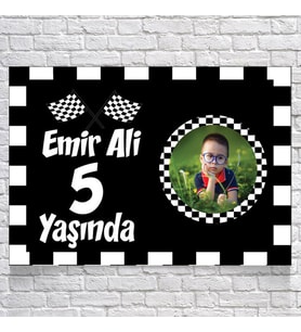 Yarış Temalı Doğum Günü Afişi Resimli