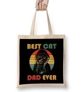 Best Cat Dad Ever Papa Cat Lover Bez Çanta Uzun Saplı