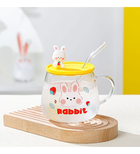 Livava Pipetli Tavşan Cam Kupa, 8x8,5