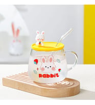 Livava Pipetli Tavşan Cam Kupa, 8x8,5