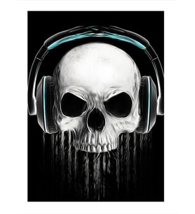 Müzik Dinleyen Kurukafa Dekoratif ahşap Tablo