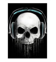 Müzik Dinleyen Kurukafa Dekoratif ahşap Tablo