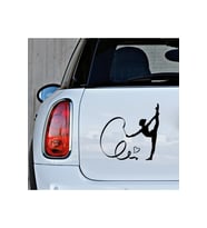 Kalp Ve Dans Eden Balet Sticker Yapıştırma Siyah Renk 18CM