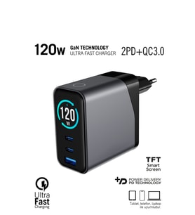 120W TFT Ekran Gan Teknoloji 2PD + QC Hızlı Şarj Cihazı