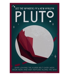 Art Deco Uzay Yolculuğu Posteri - Plüton Tablo Ahşap Poster Dekoratif