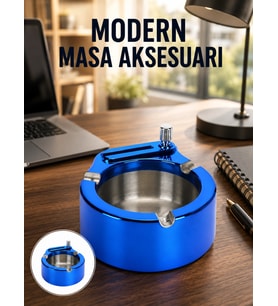 Metal Küllük ve Çakmak Seti Yuvarlak Modern Tasarım Yeni Nesil