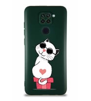 Xiaomi Redmi Note 9 Soft Premier Kapak Coolcat Tasarımlı Silikon Kılıf - Yeşil (Şeffaf)