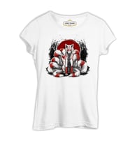 Japon - Kitsune Tilki Beyaz Kadın Tshirt