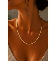 Sertifikalı 316L Çelik Premium Altın Kaplama İnce Rope Chain (Halat Zincir) Kadın Kolye
