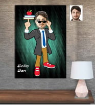 Kişiye Özel Karikatür Baskılı Ahşap Tablo Öğretmen Erkek-3 30x40