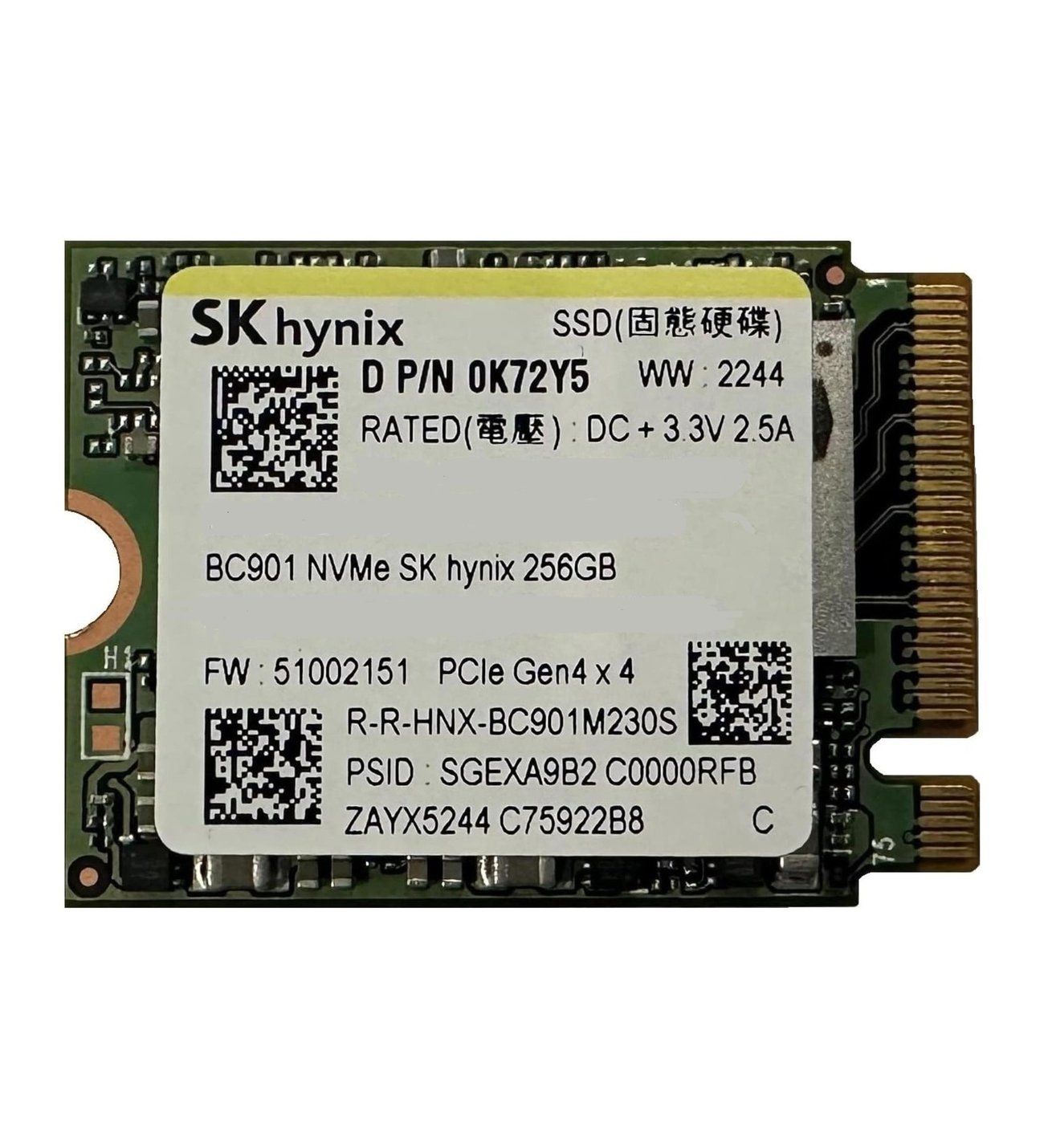 SK Hynix BC901 256GB M.2 2230 NVMe SSD