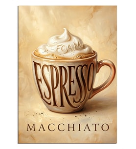 Espresso Macchiato Köpüklü Fincan Dekoratif Kanvas - Mdf Ahşap Tablo