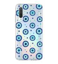 PrintiFy Xiaomi Mi 9 Lite ile Uyumlu 1mm Slim Fit Nazar Boncuğu 1 Baskılı Şeffaf  Kılıf