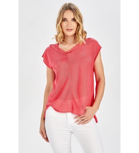 Peraluna MAGENTA BLOUSE Düşük Kol Bluz - Koral