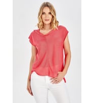 Peraluna MAGENTA BLOUSE Düşük Kol Bluz - Koral