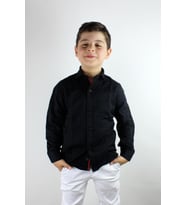 Doctor Junior Erkek Çocuk Gömlek Uzun Kol Kendinden Desenli Siyah