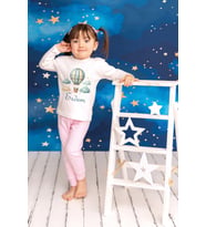 Pia Baby Premium %100 Pamuk İsme Özel Çocuk Pijama Takımı 1-8 Yaş 5050-14 (Pembe)