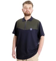 Mode XL Büyük Beden Erkek T-shirt Polo FRAGMENTED 23325 Lacivert