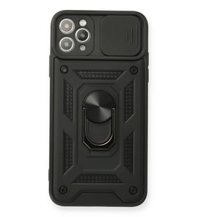Newface Apple iPhone 11 Pro Max Kılıf Pars Lens Yüzüklü Silikon - Siyah