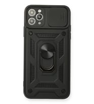 Newface Apple iPhone 11 Pro Max Kılıf Pars Lens Yüzüklü Silikon - Siyah