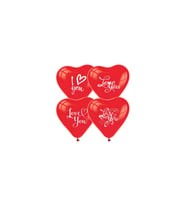 ı Love You"baskılı 12" Kırmızı Kalp Balon