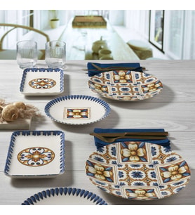 GÜRAL PORSELEN Camelia 18 Parça 6 Kişilik Bone Kahvaltı Takımı - 16771