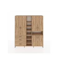 Hyperion Dolap 13 Raflı 3 Çekmeceli 6 Kapaklı 220x44x243 Çam-Çam/Çam