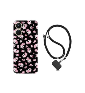 Vivo Y16 Kılıf Ipli Boyun Askılı Desenli Silikon Unicorn Flowers 1406