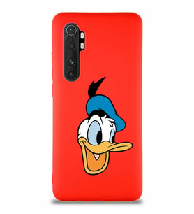 Xiaomi Mi Note 10 Lite Soft Premier Kapak Donald Duck-A Tasarımlı Silikon Kılıf - Kırmızı (Şeffaf)