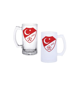 Ghostbastır Design Türk Milli Takımı Kulplu Bira Bardağı Buzlu veya Şeffaf Seçenekli 0241