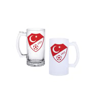 Ghostbastır Design Türk Milli Takımı Kulplu Bira Bardağı Buzlu veya Şeffaf Seçenekli 0241